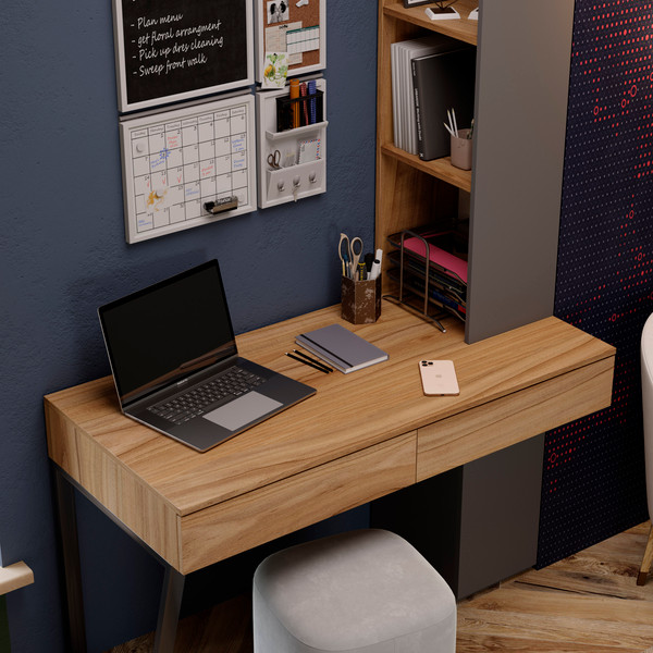 Изображение товара Письменный стол ТриЯ Порто СМ-393.15.012 со шкафом (яблоня беллуно/графит софт)