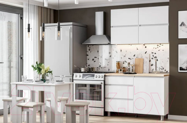 Изображение товара Кухонный гарнитур Mio Tesoro Токио 1.2м (белый текстурный/дуб сонома)