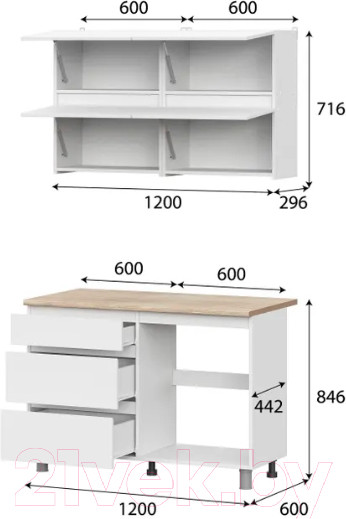 Изображение товара Кухонный гарнитур Mio Tesoro Токио 1.2м (белый текстурный/дуб сонома)