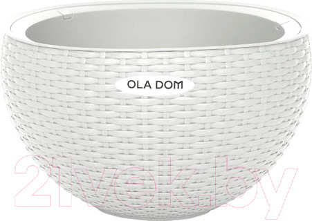 Изображение товара Кашпо Ellastik Plast Ola Dom Rattan (5л, белый)