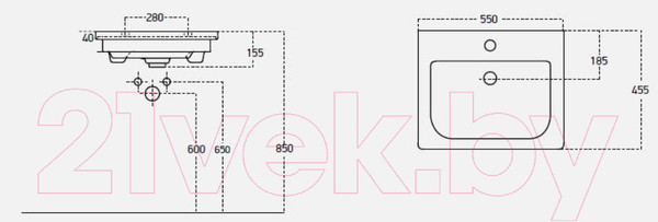 Изображение товара Тумба с умывальником Гамма Р23оФ8-У55 Софт-13055