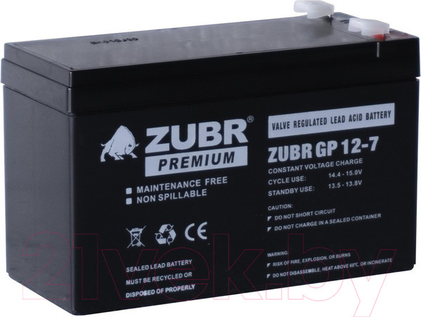 Изображение товара Аккумуляторная батарея Zubr GP 12V (7 А/ч)
