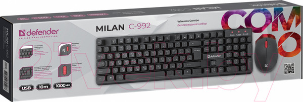 Изображение товара Комплект клавиатура и мышь Defender Milan C-992 / 45992 (черный)