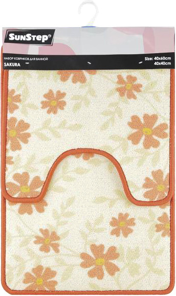Изображение товара Набор ковриков для ванной и туалета SunStep Sakura 40x60/40x40 / 37-654