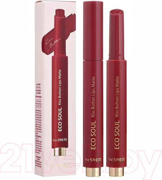 Изображение товара Помада для губ The Saem Eco Soul Kiss Button Lips Matte 03 Mauve Burgundy (2г)