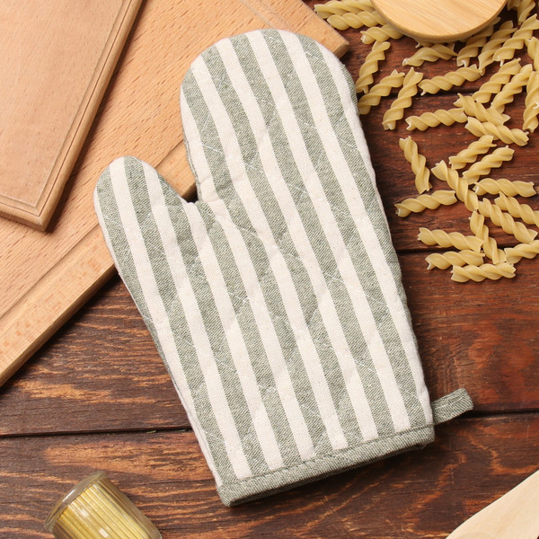 Изображение товара Рукавица-прихватка Доляна Полоса / 10103135 (зеленый)