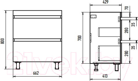 Изображение товара Тумба под умывальник Misty Енисей 70 / Э-Ени01070-0112Я