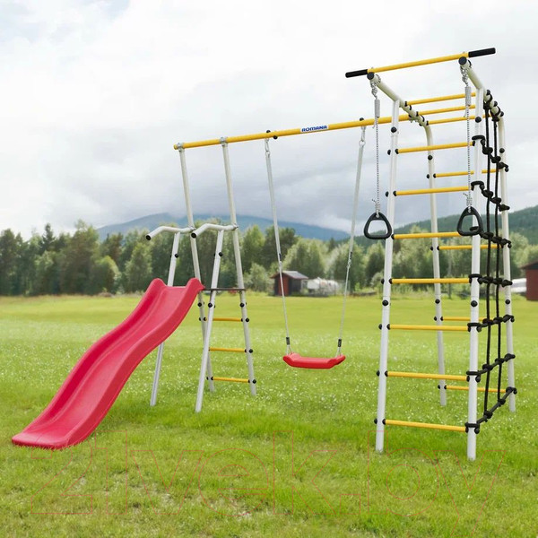 Изображение товара Игровой комплекс Romana Богатырь / 103.07.06 (пластиковые качели, белый/желтый)