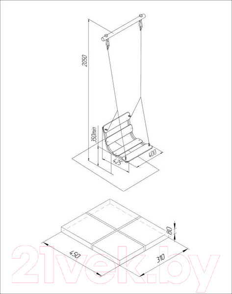Изображение товара Игровой комплекс Romana Богатырь / 103.07.06 (цепные качели, белый/желтый)