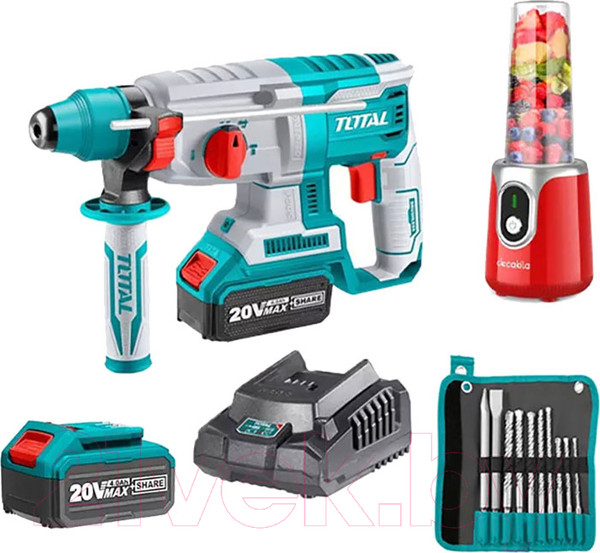 Изображение товара Перфоратор TOTAL TRHLI20228 + Беспроводной блендер Decakila KMJB022R (буры SDS-plus, долото SDS-plus)