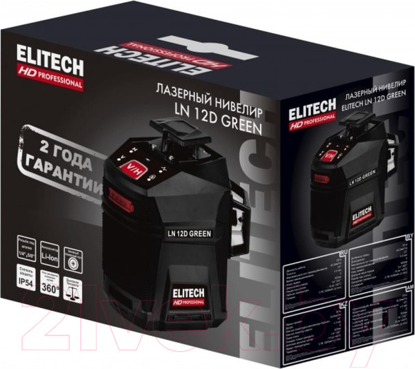 Изображение товара Лазерный нивелир Elitech LN 12D / 204736 (зеленый)