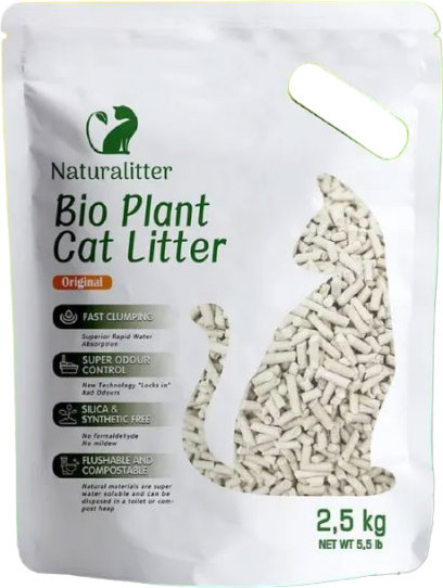 Изображение товара Наполнитель для туалета Naturalitter Bio Plant Cat Litter Оригинальный / NLT6OR (6л/2.5кг)