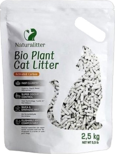 Изображение товара Наполнитель для туалета Naturalitter Bio Plant Cat Litter Активированный уголь / NLT6AC (6л/2.5кг)