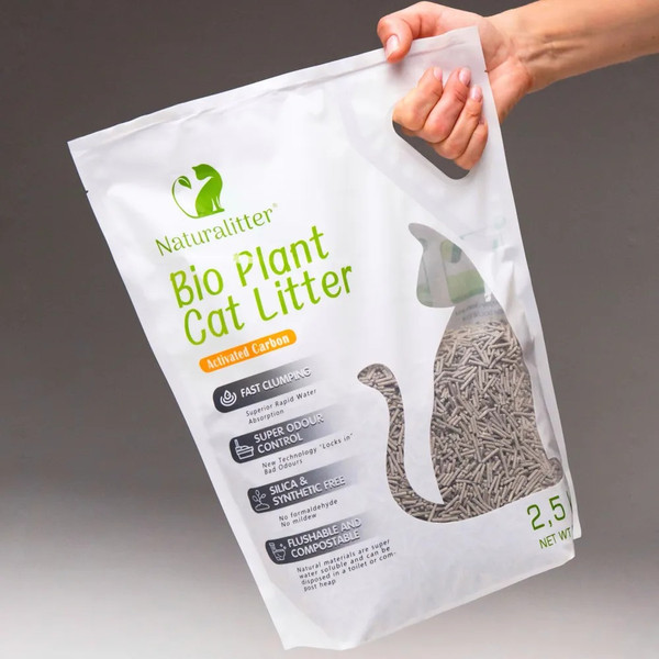 Изображение товара Наполнитель для туалета Naturalitter Bio Plant Cat Litter Активированный уголь / NLT6AC (6л/2.5кг)
