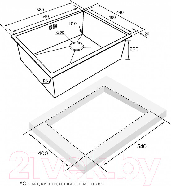 Изображение товара Мойка кухонная Paulmark PM885844-BS