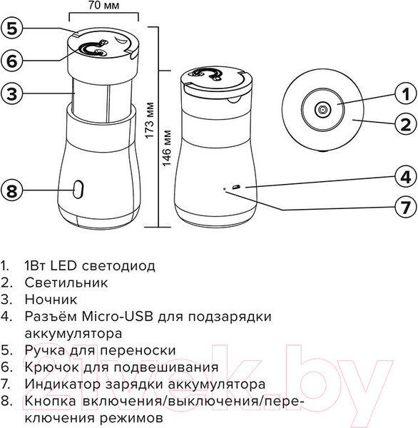 Изображение товара Фонарь JAZZway Accu5-L1W/L10/L14-wh / 5048850