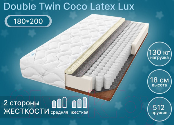 Изображение товара Матрас Seven Dreams Double Twin Coco Latex Lux 415454 (180x200)