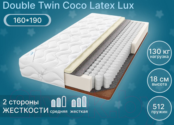 Изображение товара Матрас Seven Dreams Double Twin Coco Latex Lux 415455 (160x190)