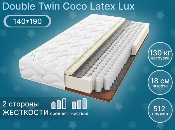 Изображение товара Матрас Seven Dreams Double Twin Coco Latex Lux 415456 (140x190)