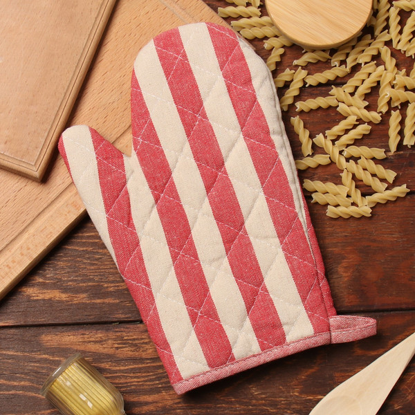 Изображение товара Рукавица-прихватка Доляна Полоса / 10103127 (красный)