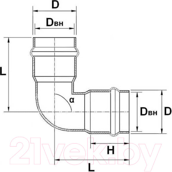 Изображение товара Отвод Aquaviva Ру 1.0 МПа Ду 110x90 / AQV102110