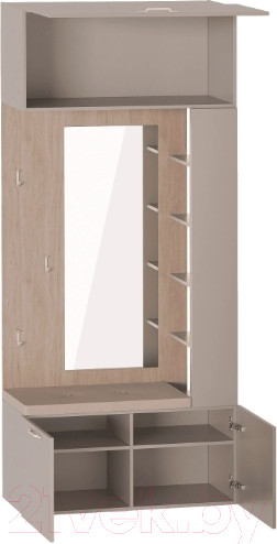 Изображение товара Секция в прихожую Мебельград Джерси с зеркалом (капучино)