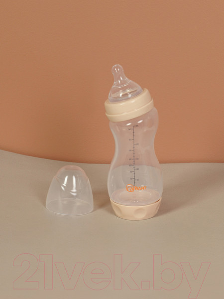Изображение товара Бутылочка для кормления Rant Антиколиковая с силиконовой соской / 1005 (250мл, бежевый)