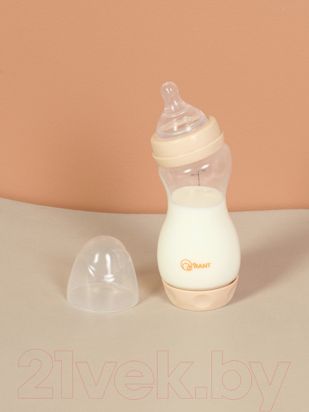 Изображение товара Бутылочка для кормления Rant Антиколиковая с силиконовой соской / 1005 (250мл, бежевый)