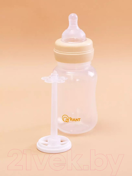 Изображение товара Бутылочка для кормления Rant Антиколиковая с силиконовой соской / 1003 (250мл, бежевый)