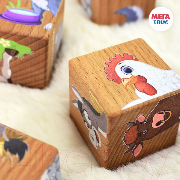 Изображение товара Развивающий игровой набор Mega Toys Кубики Домашние животные / 15403