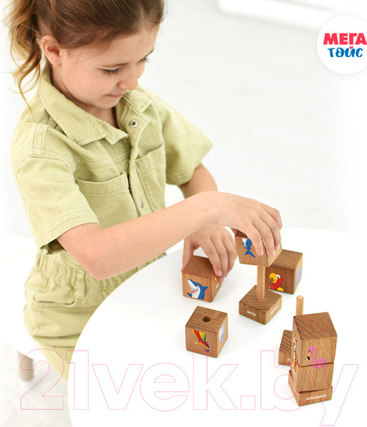 Изображение товара Развивающий игровой набор Mega Toys Кубики на оси Дикие животные / 15202