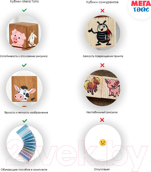 Изображение товара Развивающий игровой набор Mega Toys Кубики на оси Домашние животные / 15204