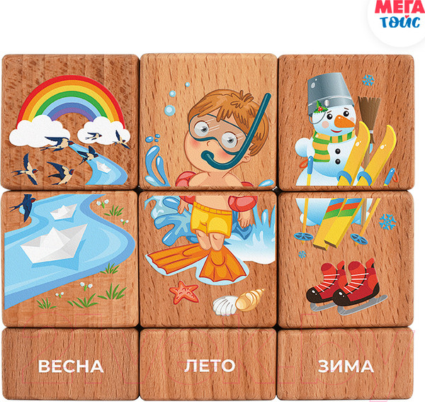 Изображение товара Развивающий игровой набор Mega Toys Кубики на оси Времена года / 15205