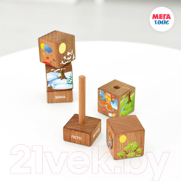 Изображение товара Развивающий игровой набор Mega Toys Кубики на оси Времена года / 15205