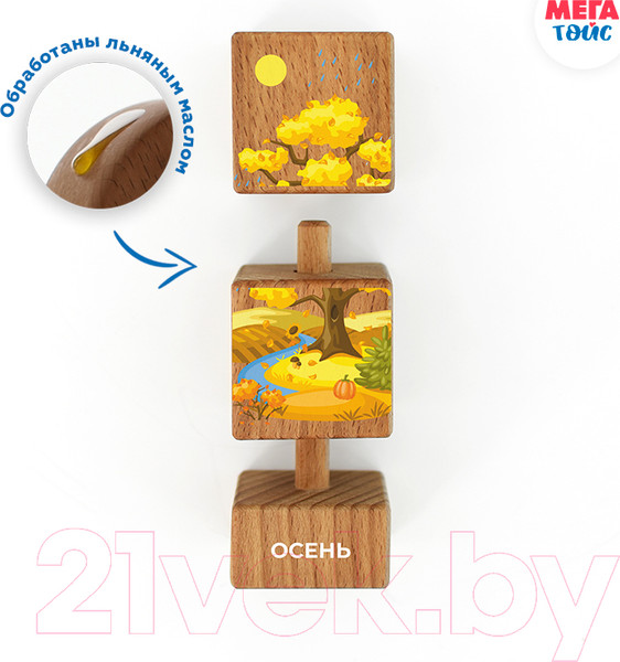 Изображение товара Развивающий игровой набор Mega Toys Кубики на оси Времена года / 15205