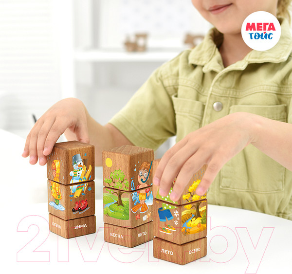Изображение товара Развивающий игровой набор Mega Toys Кубики на оси Времена года / 15205
