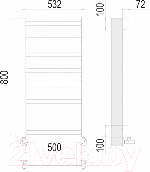 Изображение товара Полотенцесушитель водяной Terminus Аврора П8 500x800 (сатин)