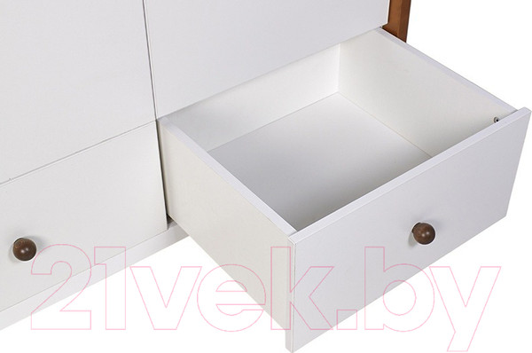 Изображение товара Шкаф Polini Kids Simple двухсекционный с ящиками / 0002770.165 (белый/дуб крафт)