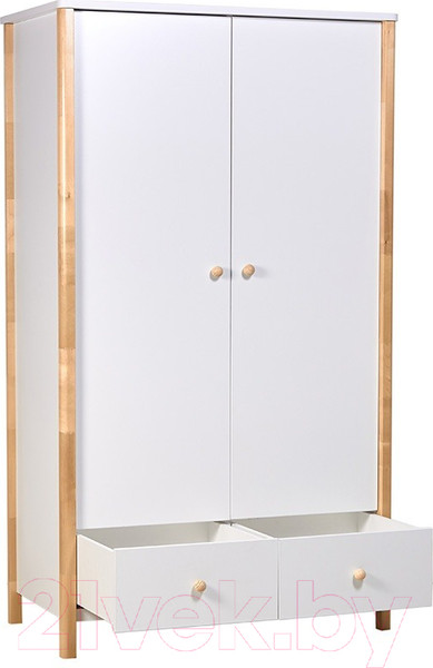 Изображение товара Шкаф Polini Kids Simple двухсекционный с ящиками / 0002770.31 (белый/натуральный)