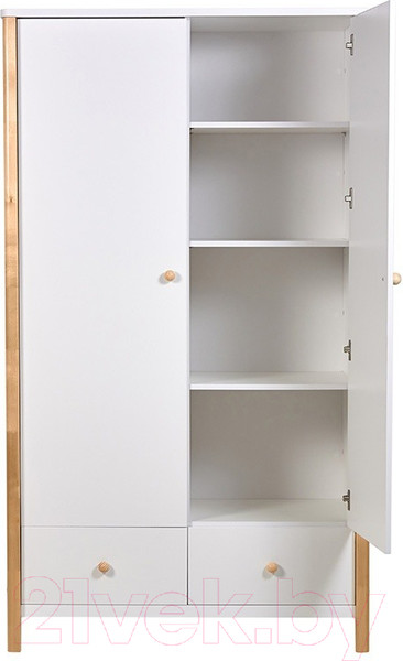 Изображение товара Шкаф Polini Kids Simple двухсекционный с ящиками / 0002770.31 (белый/натуральный)