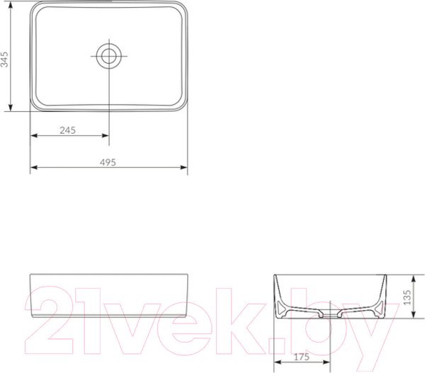 Изображение товара Умывальник Cersanit Crea 50 Rectangular / 64755
