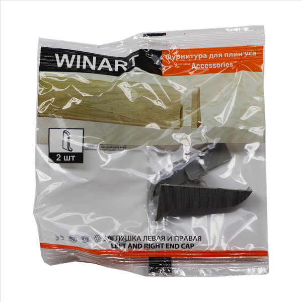 Изображение товара Заглушка для плинтуса Wimar 855 левая и правая 58мм (2шт, серебристый жемчуг, блистер)