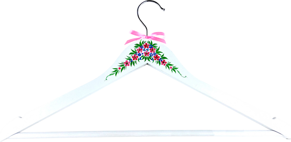 Изображение товара Набор деревянных вешалок-плечиков Брестская Фабрика Сувениров С нарисованными вручную цветами / HR19 (2шт, белый)