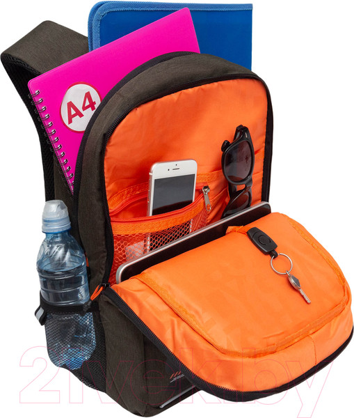 Изображение товара Школьный рюкзак Grizzly RB-456-5 (хаки/оранжевый)