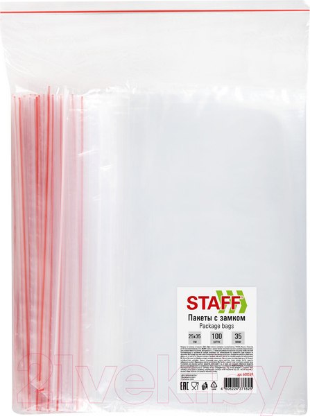 Изображение товара Комплект пакетов-слайдеров Staff Zip Lock / 608169 (100шт)