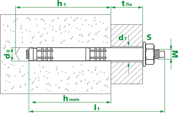 Изображение товара Анкерный болт ЕКТ 14x100 с гайкой двухраспорный / B0011659