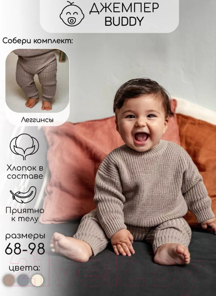 Изображение товара Джемпер для малышей Amarobaby Pure Love Buddy / AB-OD23-PLB26/12-98 (р.98, коричневый)
