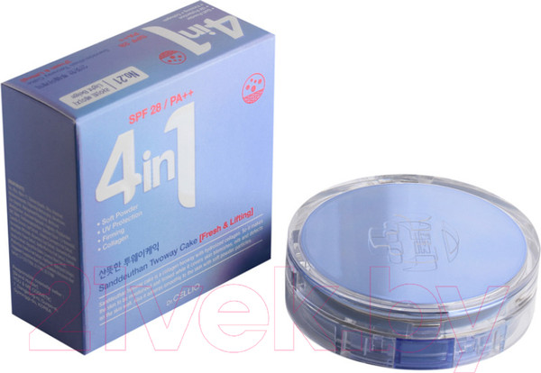 Изображение товара Пудра компактная Dr. Cellio Dr.G50 4 In 1 Sanddeuthan Twowaycake Whitening тон 21 (с запасным блоком)
