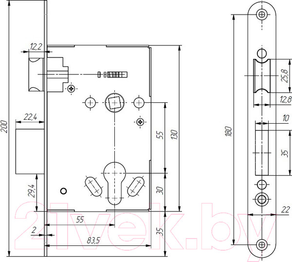 Изображение товара Замок врезной Зенит Абсолют ЗВ4.011