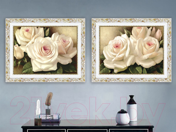 Изображение товара Картина Декарт Белые розы 8Л2372 (в раме)